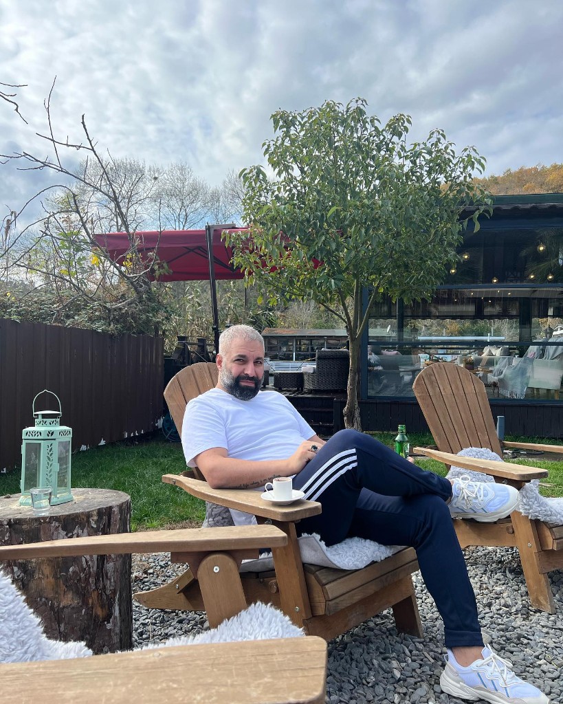 Rıdvan Şengül in a garden chair